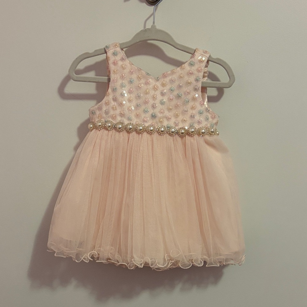 Light Pink Baby Dress with Sequins - 6 Months